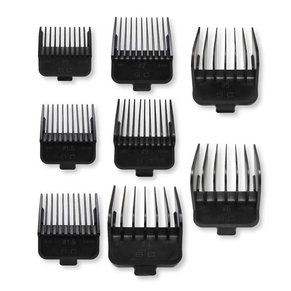 StyleCraft Professional Dub Magnetic Hair Clipper Guards from 1/16 to 3/4" Premium Neodymium Black