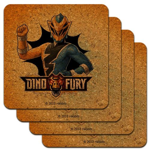 Power Rangers Dino Fury Gold Ranger Low Profile Novelty Cork Coaster Set