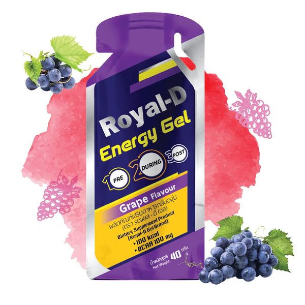 Royal-D Energy Gels for Running - Energy Gel, Running Gels, Sports Gels for Runners, Energy Gel for Cycling, Energy Gel for Running - Grape Flavor (1.4 Oz Packet, 20 Count)