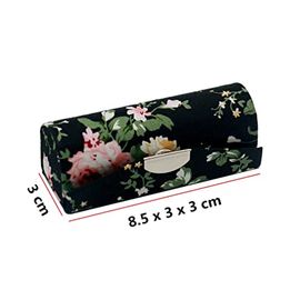 Lipstick Case Holder with Mirror, Hanyi 3 Pcs Vintage Floral Print Lipstick Holder Box For Purse
