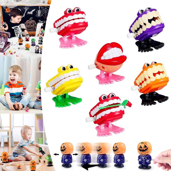 6Pcs Chattering Teeth Wind Up Toys for Kids,Funny Jumping Teeth Toy Tooth Bucket Toy,Popping Teeth Toy Novelty Walking Clockwork Teeth Toys for Trick and Treat Goody Bag Fillers,Halloween Party Toy