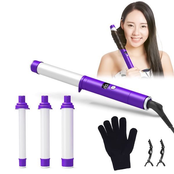 Curling Iron, 1.3 inches (32 mm), Curling Iron, Curling Temperature: 21.4 - 482°F (100 - 200 °C), 6 Temperature Settings, Negative Ions, Hair Iron, Temperature LCD Display, Ceramic Coding, 3 Barrel Wave Iron, 3 Levels of 0.75 - 1.3 inches (19 - 25 - 32 mm