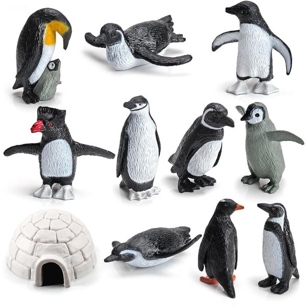 Morofme Arctic Penguin Figurines Toy Playset Mini Penguin Toy Set Realistic Penguin Cake Topper Small Penguin Action Figures Polar Animal Educational Toys Christmas Party Supplies Gift for Kids