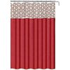 Red White Sheer Embroidered Scroll Panel Design Decorative Fabric Shower Curtain