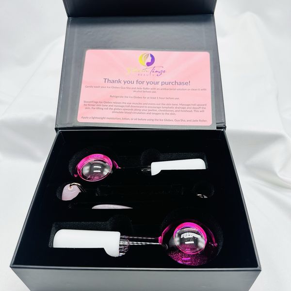 Stoosh Tonga Ice Globes Gua Sha & Jade Roller Pink,SPA, Beuty Tools