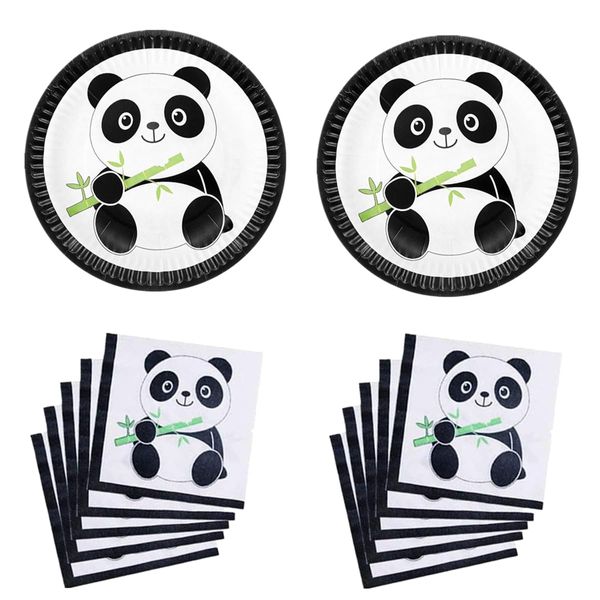 40 Pcs Panda Baby Themed Party Supplies Set, Panda Baby Cake Plates and Napkins Disposable Tableware Set, Birthday Party Decorations for Boys Girls and Baby Shower 20 Serves