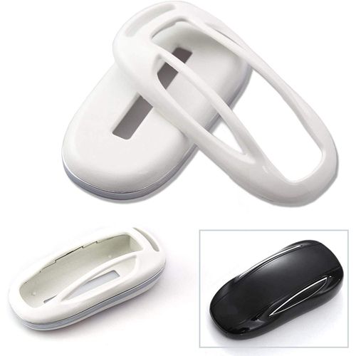 Xotic Tech Glossy White Hard Shell Keyless Remote Key Fob Cover Protector Compatible with Tesla Model X