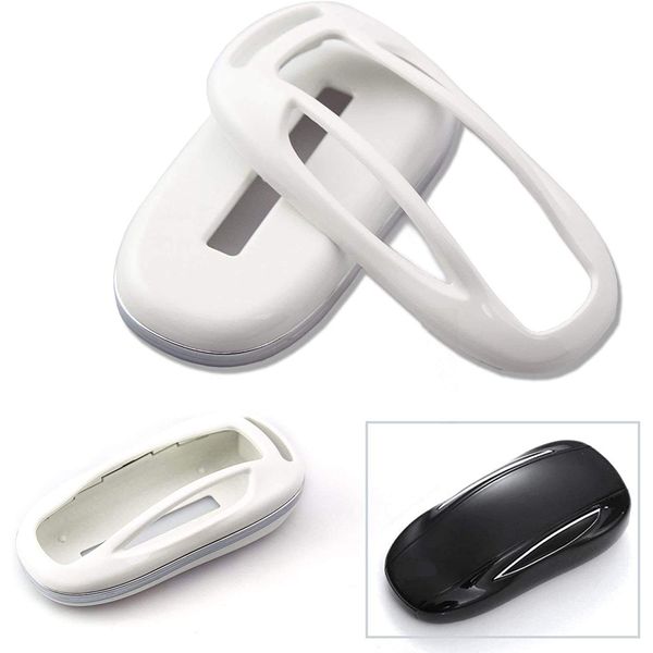 Xotic Tech Glossy White Hard Shell Keyless Remote Key Fob Cover Protector Compatible with Tesla Model X