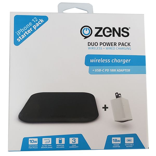 Zens ZESC12BPD/02 Wireless Charger w/Power Adapter & Additional Wall Charger