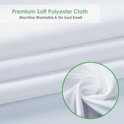 WellColor Fabric Shower Curtain Liner 70 x 74 Inch, Water-Repellent Polyester Long Bathroom Shower Curtains Spa and Hotel Quality, Machine Washable, White