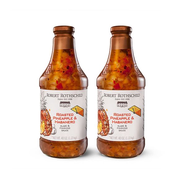 Robert Rothschild Farm Roasted Pineapple & Habanero Gourmet Glaze and Finishing Sauce – Sweet and Spicy Marinade, Glaze or Dip – 40 Oz (Pack of 2)