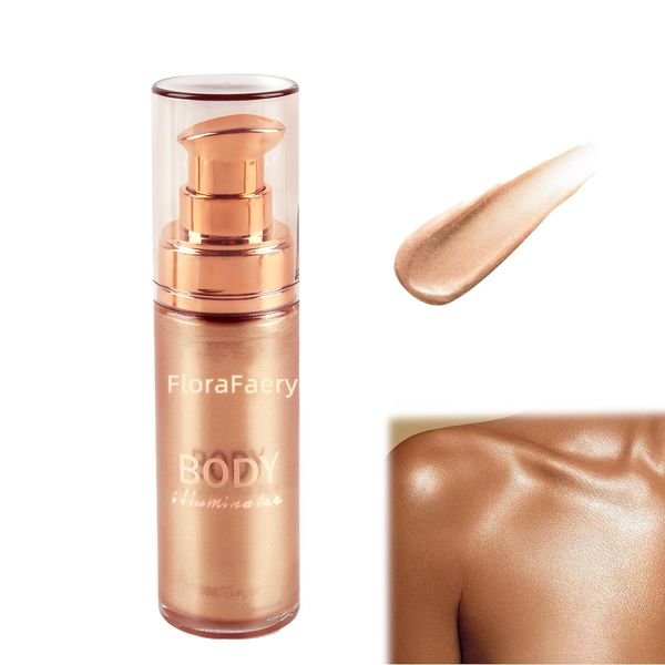 Body Shimmer Oil, Shimmer Body Oil, Shimmer Body Lotion, Body Oil Shimmer, Body Glow Oil - Non-Sticky Shimmering Body Oil, Body Smooth Glitter Body Oil Waterproof Body Highlighter Makeup (Rose Gold)