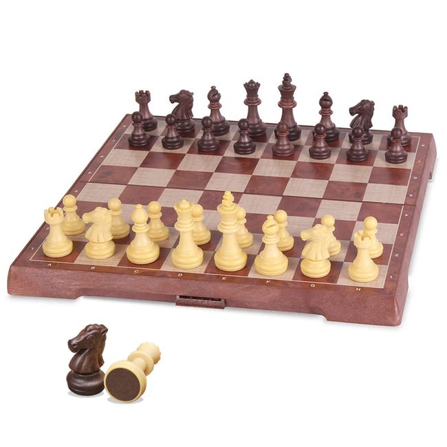 KOKOSUN International Chess Set, Magnetic, Foldable, Wooden, Convenient Storage (Chess Set)