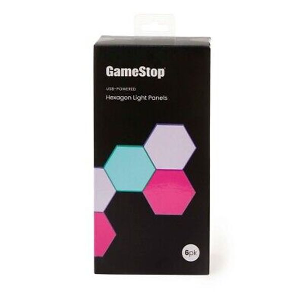 GameStop RGB Hexagon Wall Panel Lights 6 pk w stand and double sided taped New