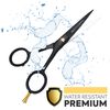 Beauty & Crafts- 5インチ ドイツのひげ髭はさみ - 2つの口ひげコーム 美しいポーチ付き - ひげトリミングはさみ グルーミング カット スタイリング用 (ブラック)