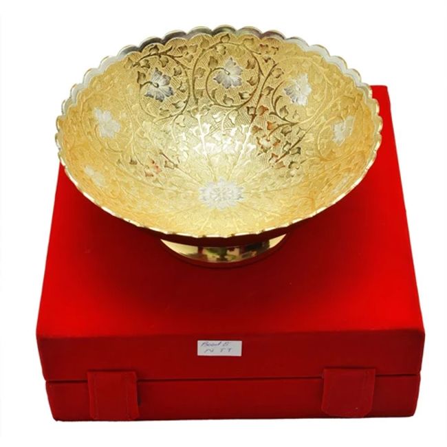 Silver & Gold Plated Brass Bowl 8" Diameter IND
