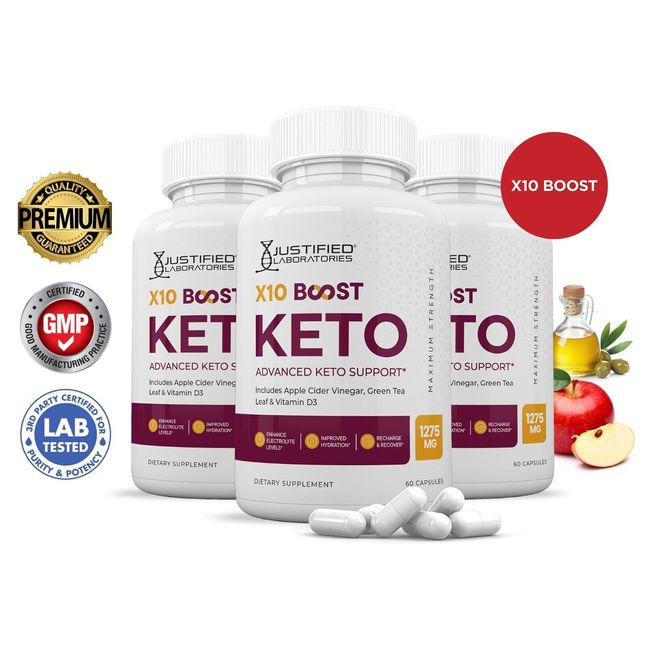 X10 Boost Keto ACV Pills 1275 MG Stronger Than Gummies Keto Support 3 Bottles