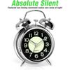 Battery Alarm Clock Silent Bedside Non~Ticking Glow-in-the-Da