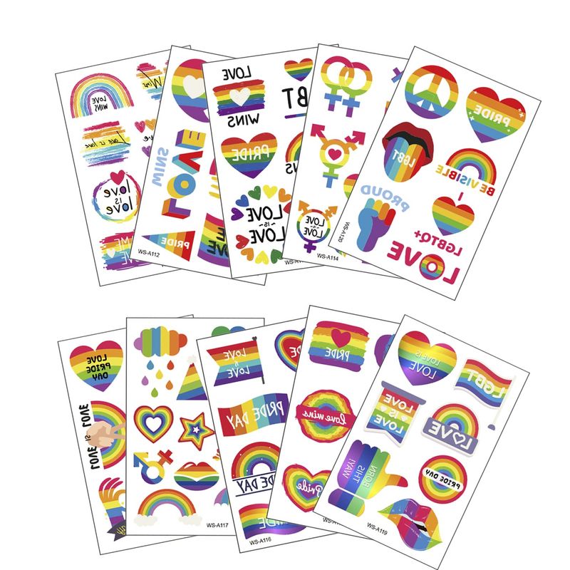10 Sheets Gay Pride Temporary Tattoos, LGBTQ Waterproof Personality ...