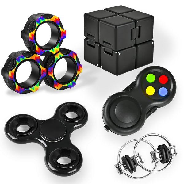 Dr.Kbder Fidget Toys Adults Set, Easter Basket Stuffers for Kids Teen Autism Sensory Toys Pack with Figette Cube Figits Ring Classroom ADHD Stress Relief Toys, Cool Gadget Desk Spinner Toy