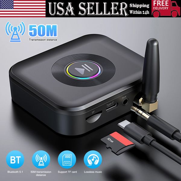 Bluetooth 5.2 Receiver Wireless 3.5mm Jack AUX to 2 RCA Audio Stereo Adapter NEW