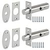 HANDLEZONE® 2 Pack Mortice Security Door Bolts, 60mm Rack Bolt - Silver Nickel Plated