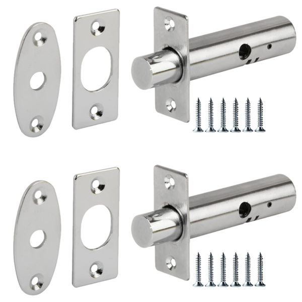 HANDLEZONE® 2 Pack Mortice Security Door Bolts, 60mm Rack Bolt - Silver Nickel Plated