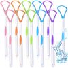 10 Pieces Tongue Scraper Tongue Cleaner Plastic Tongue Brush for Adults Kids Healthy Oral Care, Pink Blue Green Purple Orange