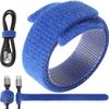 Pasow 50pcs Reusable Fastening Adjustable Cable Ties Wire Management (6 Inch, Blue)