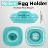 Flexzion Soft Boiled Egg Holder Set - 4-Piece Blue Ceramic Egg Cup, Stackable Egg Coddler Cups with Base for Serving, Breakfast, Brunch - Kitchen Table Decor, Blue