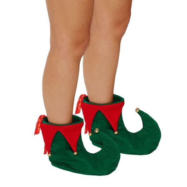 Santas Helper Jester Peter Pan Elf Pixie Costume Slipper Boots Shoes Bells Xmas