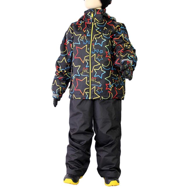 VAXPOT Ski Wear, Snowboard Wear, Top and Bottom Set, Kids, Junior, Water Pressure Resistance: 6.6 Feet (2,000 mm), Adjustable Size, Padded