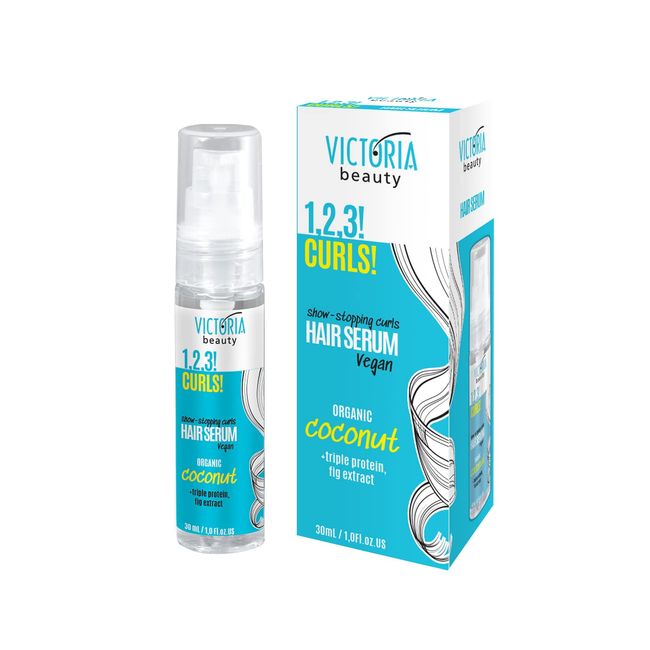 Victoria Beauty - Haarserum für schöne Locken, Curls Haarpflege, Anti Frizz Coconut Hair Serum, Curly Hair Treatment, 30ml