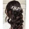 Edary Flower Bride Wedding Hair Vine Silver Crystal Hair Accessories Bridal Pearl Headband Blue Bead Headpiece for Women and Girls