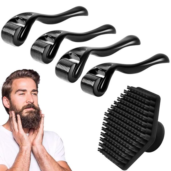 Whaleo Dermaroller Capelli Professionale Micro Rullo, 0,5/1/1,5/2mm Dermaroller Viso,Microneedling Viso,Beard Roller,Micro Rullo para Crescita Barba,Perdita Capelli Delle Rughe Cicatrici Smagliature