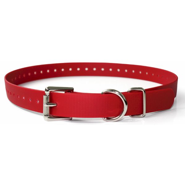 Educator Biothane Dog Collar, Waterproof, Odorproof, Metal Buckle and D Ring, Adjustable for Custom Fit, Cool and Comfortable, for Small, Medium, or Large Dogs, 1-Inch, Red