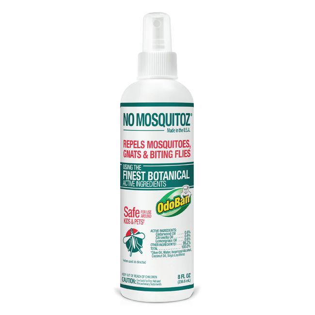 No Mosquitoz Botanical Bug Repellent, Effective for Gnat, Mosquito, and Biting Flies, Hand-Crafted and DEET-Free, Non-Greasy Formula, 8 Ounce Spray Bottle