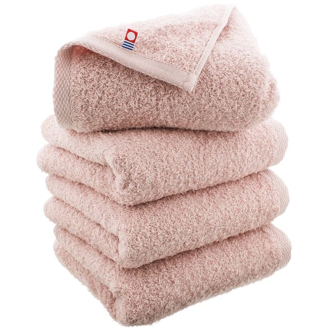 Imabari Factory Certified Imabari Face Towels, Made in Japan, Approx. 31.5 x 13.4 inches (80 x 34 cm), Smokey Pink, Set of 4