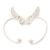 One Pair Wing & Star Ear Hook Cuff Earring In Bright Silver Tone