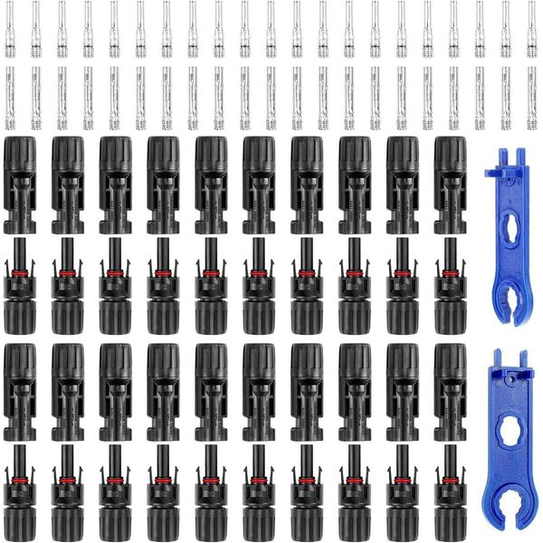 Solar Connectors Male/Female Waterproof Solar Panel Cable Connectors 20 Pairs