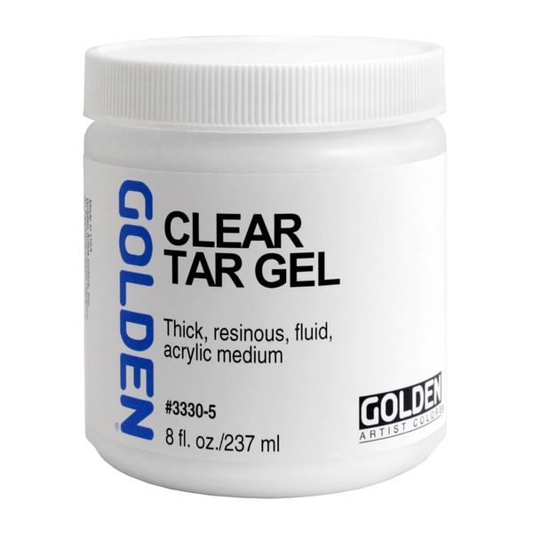 Clear Tar Gel by GOLDEN, 8 fl. oz. Jar, Professional Acrylic Gel Medium, Transparent