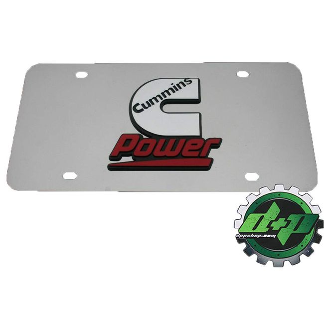 Cummins Power Emblem Stainless Dodge Truck Mirrored License Plate