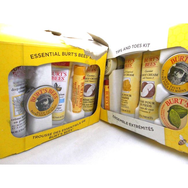 Burt's Bees Tips and Toes Kit + essential burts bees kit new damaged box