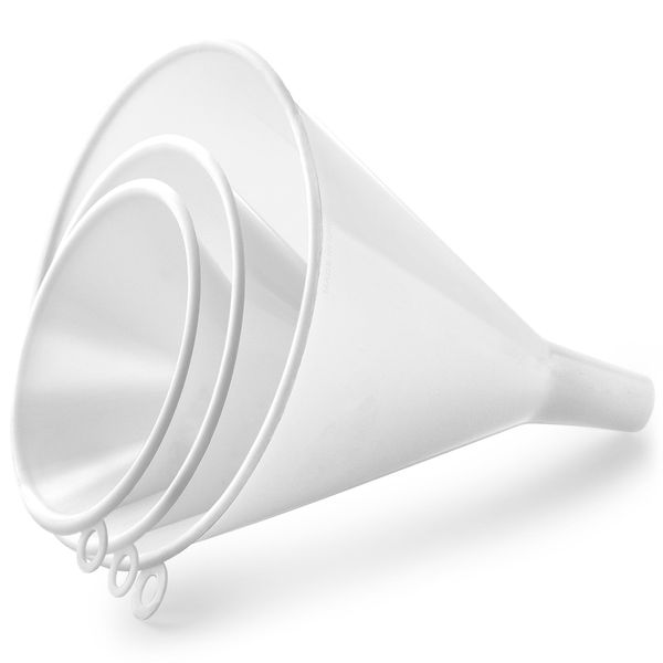 Zulay 3-Pieces Plastic Funnel Set - Large, Medium, and Small Kitchen Funnels for Filling Bottles - Food Grade Cooking Funnel Set of 3