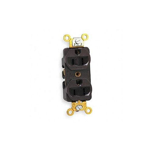 Hubbell HBL5252 Duplex Receptacle, Industrial Grade, 15 amp, 125V, 5-15R, Brown