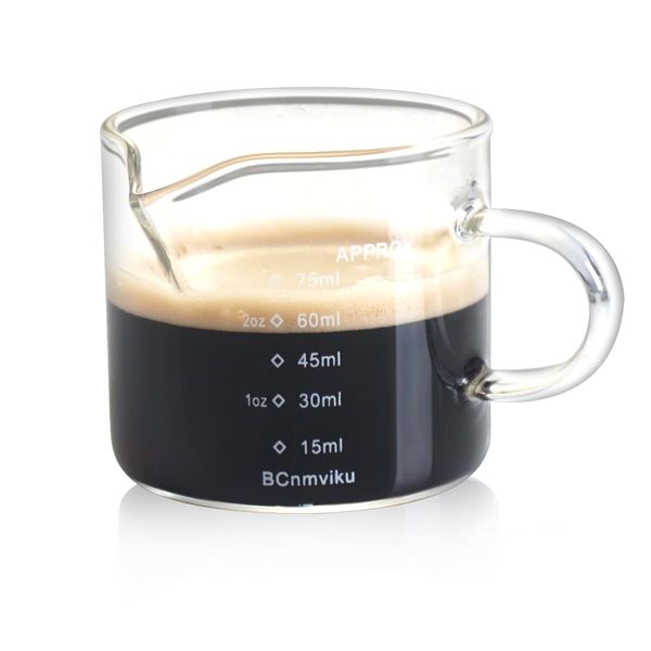 Measuring Cup with Handle Glass Shot Glass Espresso Shot Glass Graduated Thickened Heat Resistant Glass Liquor Glass Wine Glass Espresso Machine (1)