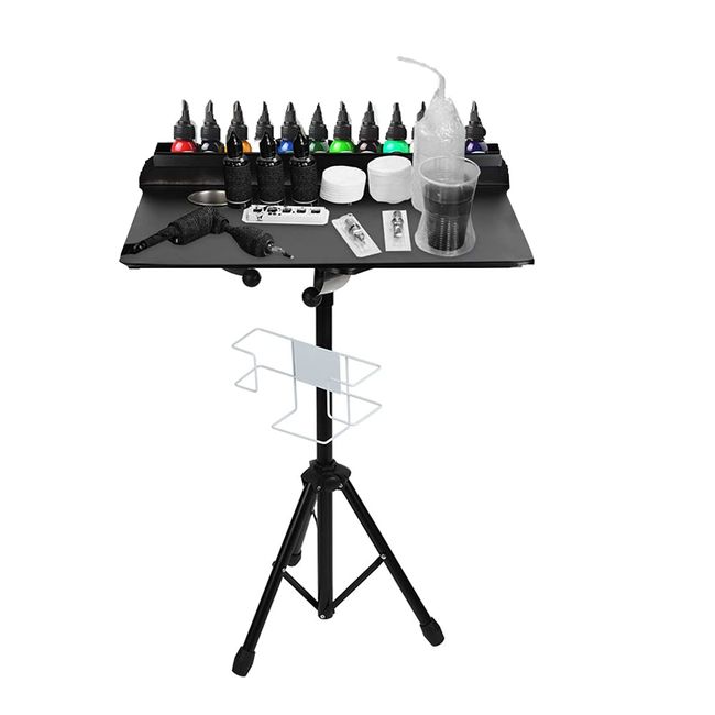 Tattoo Workstation, Height Adjustable Salon Service Tray Portable Detachable Tripod Stand Tattoo Desk Table Tattoo Mobile Work Station Stand for Beauty Salon Tattoo Equipment