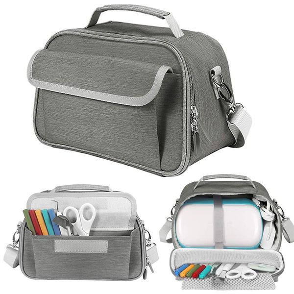 Carrying Case Compatible with Cricut Joy and Accessories, Portable Tote Storage Bag for Craft Pen Set and Basic Tool Set (Gray)