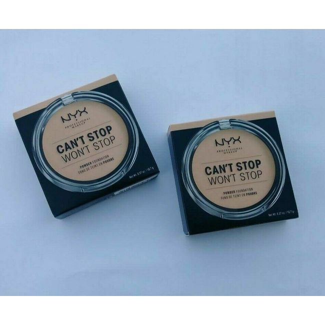 2pk NYX Can't Stop Won't Stop Powder Foundation, Natural CSWSPF07, Vegan