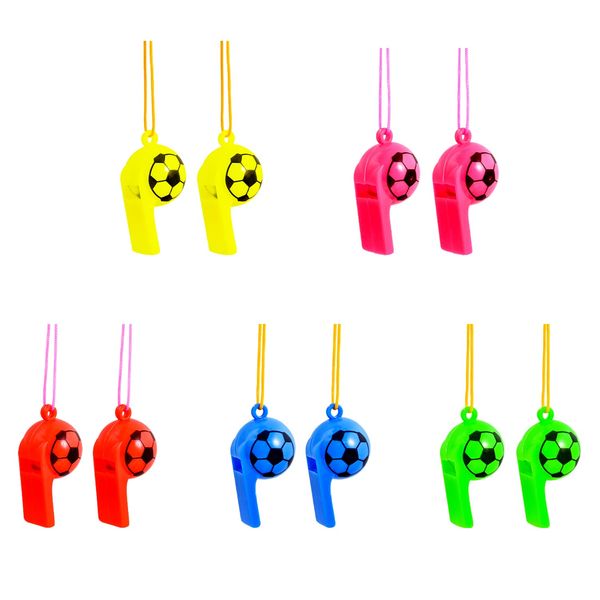 Jomnvo 10 Pieces Football Whistles Plastic Whistles Football Party Supplies for Party Bag Filler